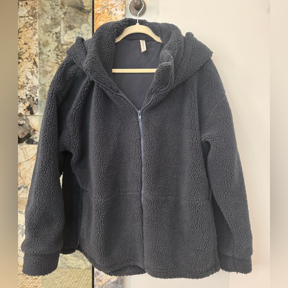 Fabletics Women's Black Hooded Sherpa Jacket